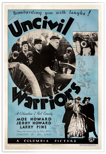''Uncivil Warriors'' One-Sheet Movie Poster From 1935, Owned by Moe Howard